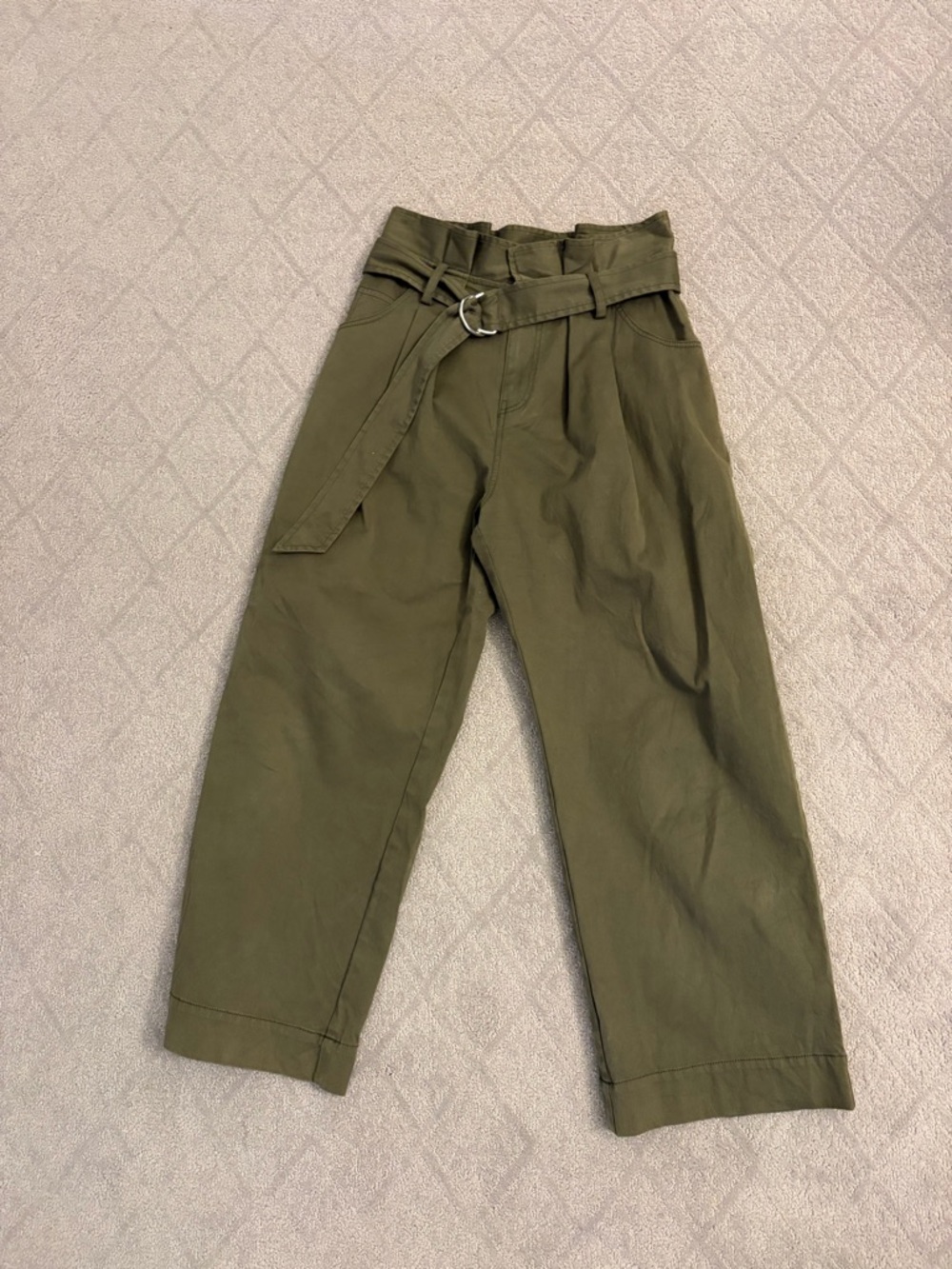 Marissa Webb Olive Green Wide-Leg Belted Pants
